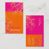 PixDezines Sorbet Swirls/Pink+Tangerine Visitekaartje (Voorkant / Achterkant)