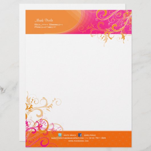 PixDezines Sorbet Swirls+verwijderbare kunstdeco r Persoonlijk Briefhoofd (Voorkant / Achterkant)