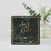PixDezines sparen Datum/Groene Marmer/Faux Gold Save The Date (Staand voorkant)
