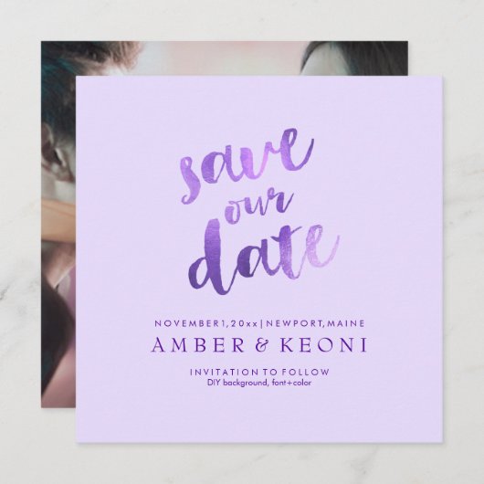 PixDezines sparen Datum/Lila/Lavender/DIY Achtergr Kaart (Voorkant / Achterkant)