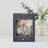 PixDezines sparen de Datum/de Faux Roos Gold Confe Aankondigingskaart (Staand voorkant)