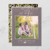 PixDezines sparen de Datum/de Faux Roos Gold Confe Aankondigingskaart (Voorkant / Achterkant)