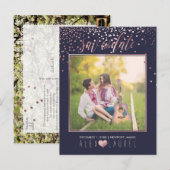 PixDezines sparen de Datum/de Faux Roos Gold Confe Aankondigingskaart (Voorkant / Achterkant)