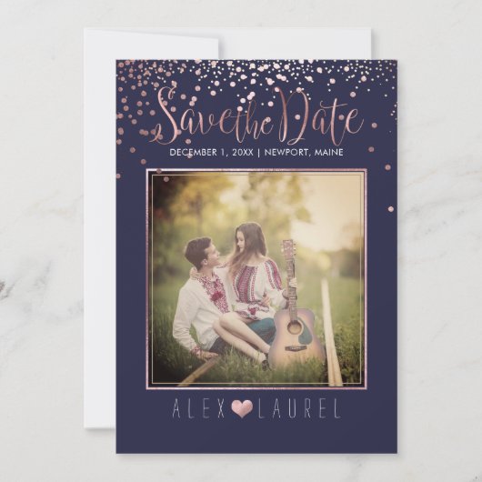 PixDezines sparen de Datum/de Faux Roos Gold Confe Kaart (Voorkant)