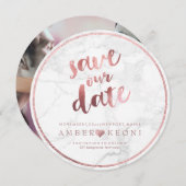 PixDezines sparen de Datum Faux Roos Gold+Marble Save The Date (Voorkant / Achterkant)