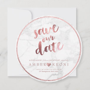 PixDezines sparen de Datum Faux Roos Gold+Marble Save The Date