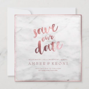 PixDezines sparen de Datum Faux Roos Gold+Marble Save The Date