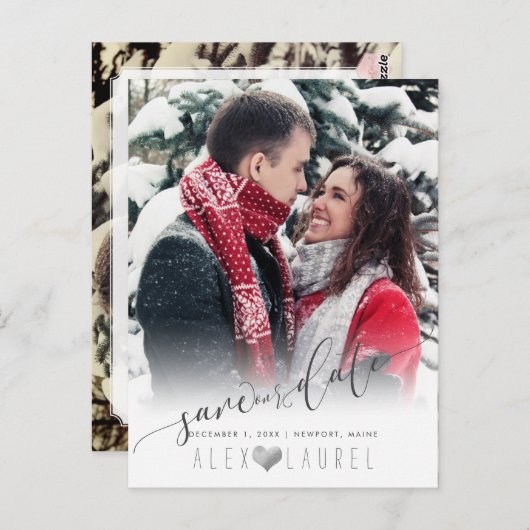 PixDezines Sparen onze Datum Calligrafie DIY Kleur Briefkaart (Voorkant / Achterkant)