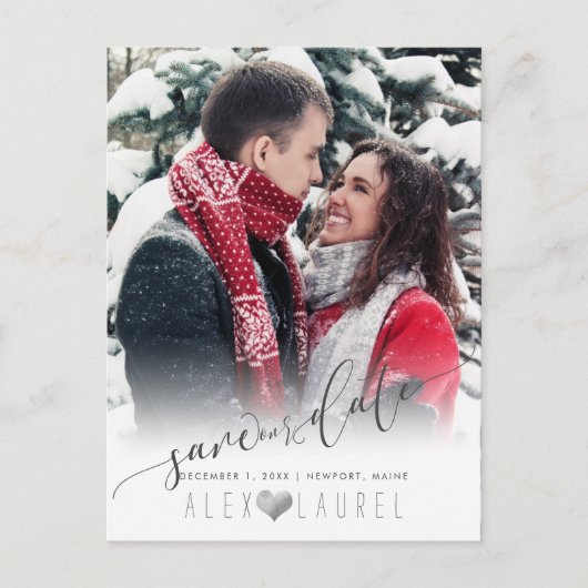 PixDezines Sparen onze Datum Calligrafie DIY Kleur Briefkaart (Voorkant)