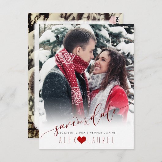 PixDezines Sparen onze Datum Calligrafie DIY Kleur Briefkaart (Voorkant / Achterkant)