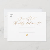 PixDezines sparen onze Datum, Faux Gold Calligrafi Briefkaart (Voorkant / Achterkant)