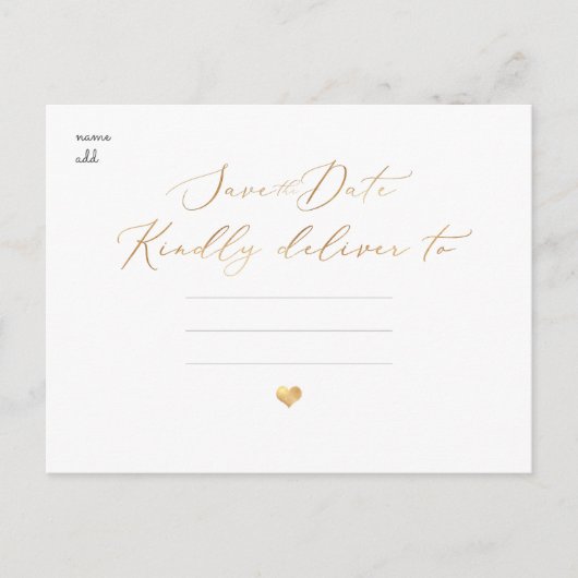 PixDezines sparen onze Datum, Faux Gold Calligrafi Briefkaart (Voorkant)