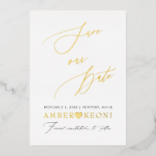 PixDezines sparen onze Datum Luxe Calligrafie Folie Uitnodiging