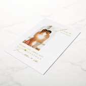 PixDezines sparen onze Datum Luxe Calligrafie Folie Uitnodiging (Gedraaid)