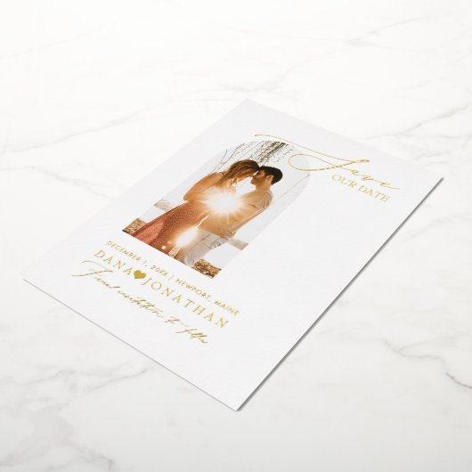 PixDezines sparen onze Datum Luxe Calligrafie Folie Uitnodiging (Gedraaid)