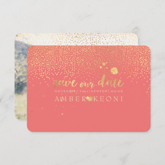 PixDezines — Specificaties Faux Gold/Opslagdatum/D Save The Date (Voorkant / Achterkant)