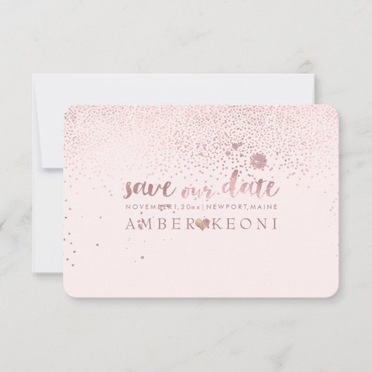 PixDezines Speckles Roos Gold/Save Date/DIY Kleur Save The Date (Voorkant)