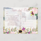PixDezines Spring Floral Save the Date/Roos Gold Aankondigingskaart (Achterkant)
