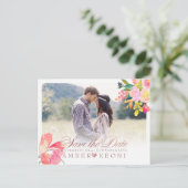 PixDezines Spring Floral Save the Date/Roos Gold Aankondigingskaart (Staand voorkant)