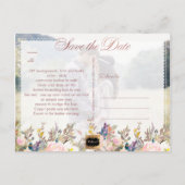 PixDezines Spring Floral Save the Date/Roos Gold Aankondigingskaart (Achterkant)