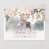 PixDezines Spring Floral Save the Date/Roos Gold Aankondigingskaart (Voorkant)