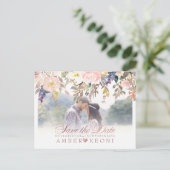PixDezines Spring Floral Save the Date/Roos Gold Aankondigingskaart (Staand voorkant)