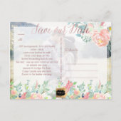 PixDezines Spring Floral Save the Date/Roos Gold Aankondigingskaart (Achterkant)