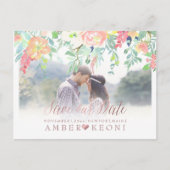 PixDezines Spring Floral Save the Date/Roos Gold Aankondigingskaart (Voorkant)
