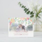 PixDezines Spring Floral Save the Date/Roos Gold Aankondigingskaart (Staand voorkant)