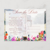 PixDezines Spring Floral Save the Date/Roos Gold Aankondigingskaart (Achterkant)