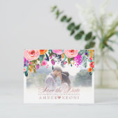 PixDezines Spring Floral Save the Date/Roos Gold Aankondigingskaart (Staand voorkant)