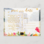 PixDezines Spring Floral sparen de Datum Aankondigingskaart (Achterkant)