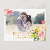 PixDezines Spring Floral sparen de Datum Aankondigingskaart (Voorkant)