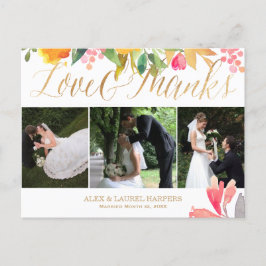 PixDezines Spring Floral Waterverf/bedankt Briefkaart