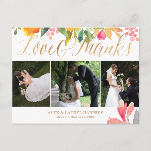 PixDezines Spring Floral Waterverf/bedankt Briefkaart (Voorkant)