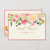 PixDezines Spring Floral Waterverf Dank u Bedankkaart (Voorkant / Achterkant)