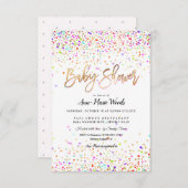 PixDezines Sprinkled Confetti Baby shower Kaart (Voorkant / Achterkant)