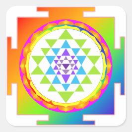 PixDezines Sri Yantra/Chakra Clearing/Regenboog Vierkante Sticker