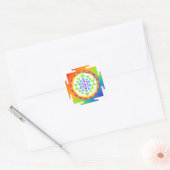 PixDezines Sri Yantra/Chakra Clearing/Regenboog Vierkante Sticker (Envelop)