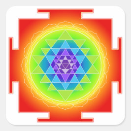 PixDezines Sri Yantra/Chakra/Meditatie/Regenboog Vierkante Sticker