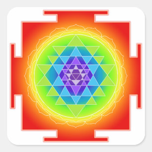 PixDezines Sri Yantra/Chakra/Meditatie/Regenboog Vierkante Sticker