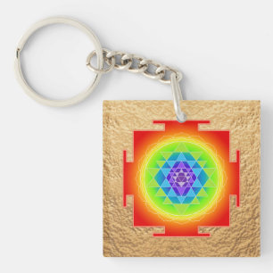 PixDezines Sri Yantra, chakra reiniging kleurrijk Sleutelhanger