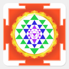 PixDezines Sri Yantra Chakra Reiniging/Oranje Gloe Vierkante Sticker