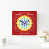 PixDezines Sri Yantra/Chakra Vierkante Klok (Huis)