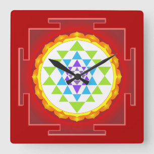 PixDezines Sri Yantra/Chakra Vierkante Klok