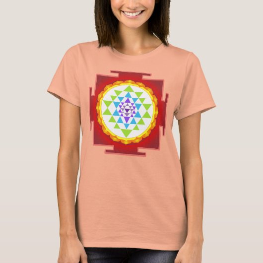 PixDezines Sri Yantra/Rood T-shirt (Voorkant)