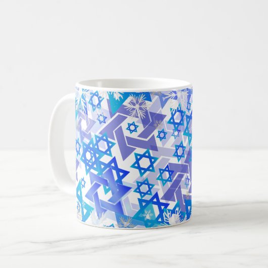 PixDezines Star of David Pattern Koffiemok (Voorkant links)