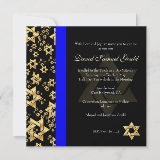 PixDezines Star van David, Bar Mitzvah Kaart (Achterkant)
