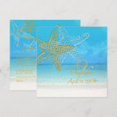 PixDezines Starfish+Beach bruiloft uitnodigingen (Voorkant / Achterkant)