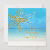 PixDezines Starfish+Beach bruiloft uitnodigingen (Voorkant)